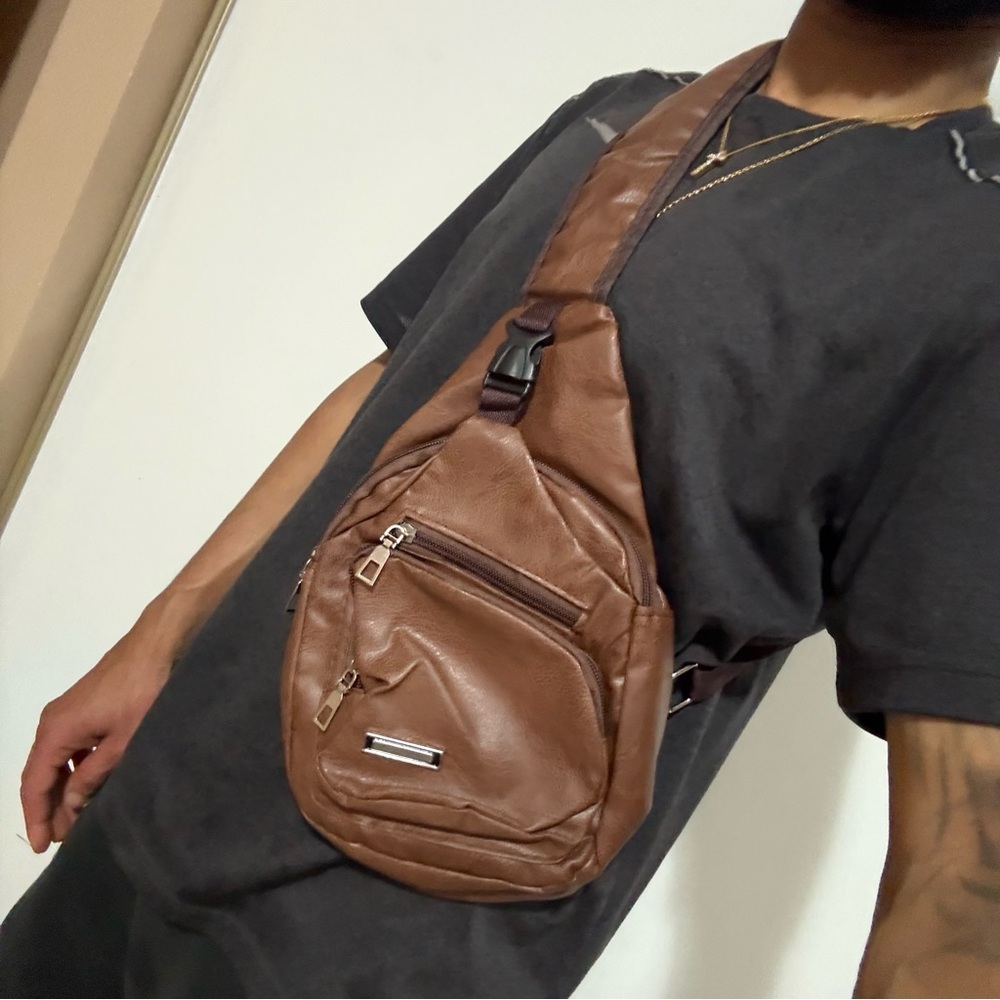 New- Brown Leather Crossbody Bag